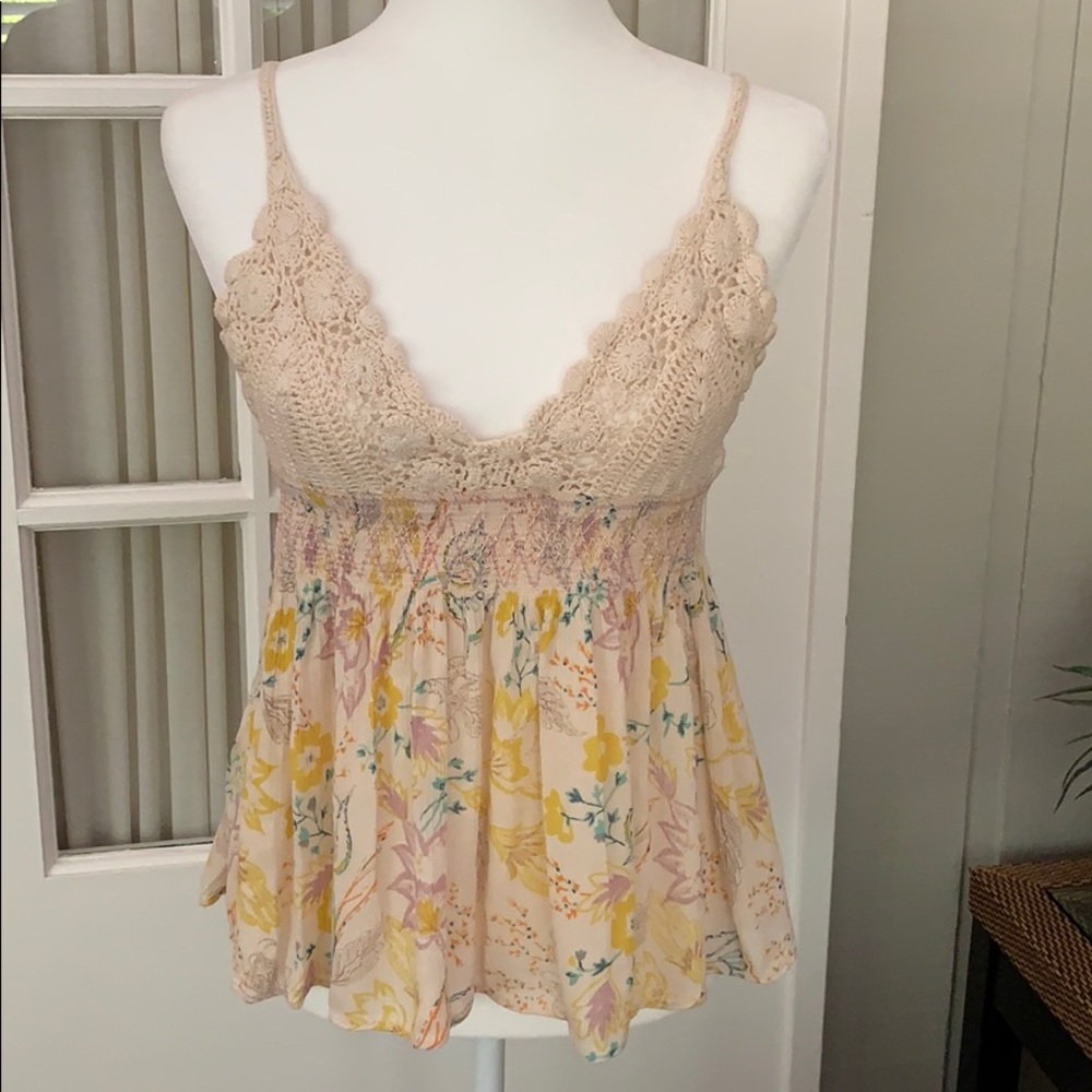 Free People Crochet Babydoll Top